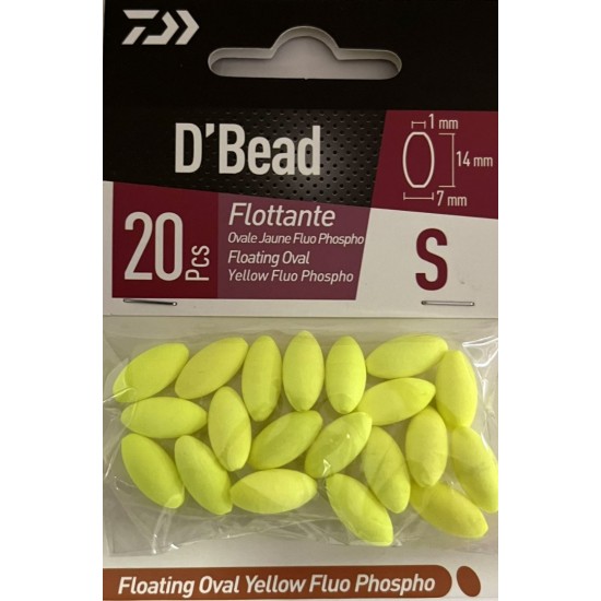 Perlas Flotantes Daiwa Ovales Amarillo Fluo Accesorios para Montajes