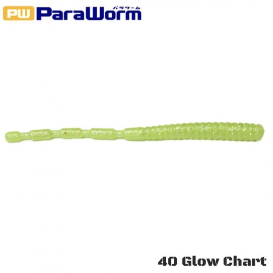 Major Craft Para Worm Soft Pintail Color 40 GLOW CHART