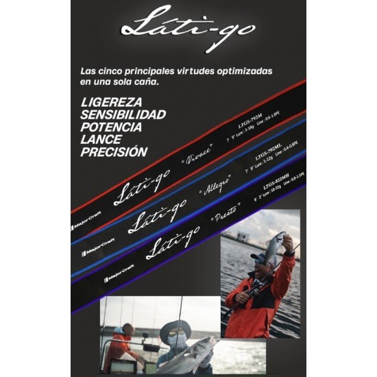 Caña Major Craft Lati-go Presto 822MH Spinning